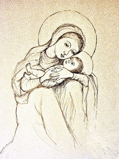 Matka Boża od Mantegni, rys. RK